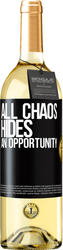 29,95 € | White Wine WHITE Edition All chaos hides an opportunity Black Label. Customizable label Young wine Harvest 2023 Verdejo
