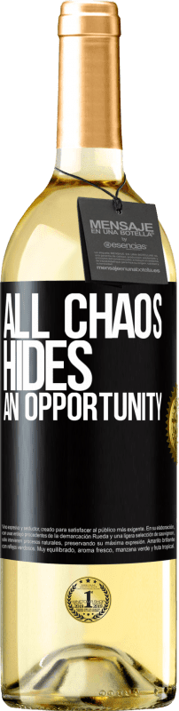 29,95 € | White Wine WHITE Edition All chaos hides an opportunity Black Label. Customizable label Young wine Harvest 2024 Verdejo