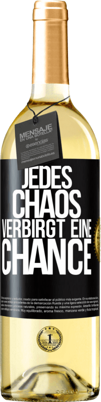 29,95 € | Weißwein WHITE Ausgabe Jedes Chaos verbirgt eine Chance Schwarzes Etikett. Anpassbares Etikett Junger Wein Ernte 2024 Verdejo