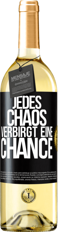 29,95 € Kostenloser Versand | Weißwein WHITE Ausgabe Jedes Chaos verbirgt eine Chance Schwarzes Etikett. Anpassbares Etikett Junger Wein Ernte 2025 Verdejo