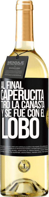 29,95 € | Vino Blanco Edición WHITE Al final, caperucita tiro la canasta y se fue con el lobo Etiqueta Negra. Etiqueta personalizable Vino joven Cosecha 2025 Verdejo