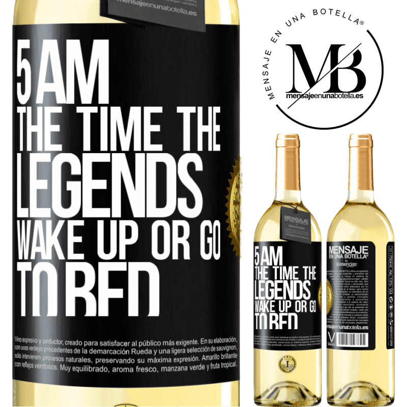 29,95 € Free Shipping | White Wine WHITE Edition 5 AM. The time the legends wake up or go to bed Black Label. Customizable label Young wine Harvest 2024 Verdejo