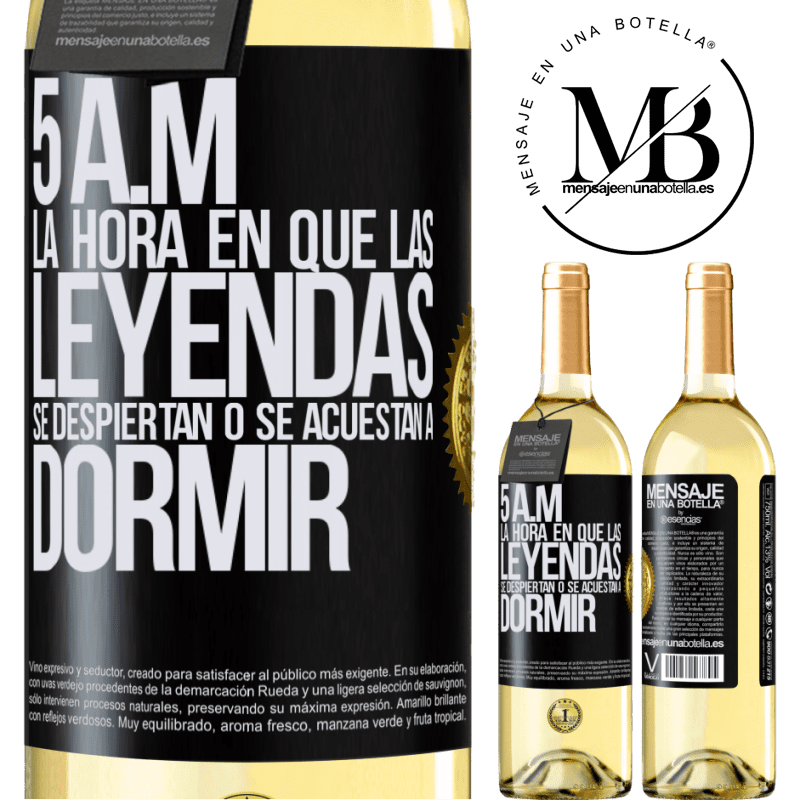 29,95 € Envío gratis | Vino Blanco Edición WHITE 5 A.M. La hora en que las leyendas se despiertan o se acuestan a dormir Etiqueta Negra. Etiqueta personalizable Vino joven Cosecha 2024 Verdejo
