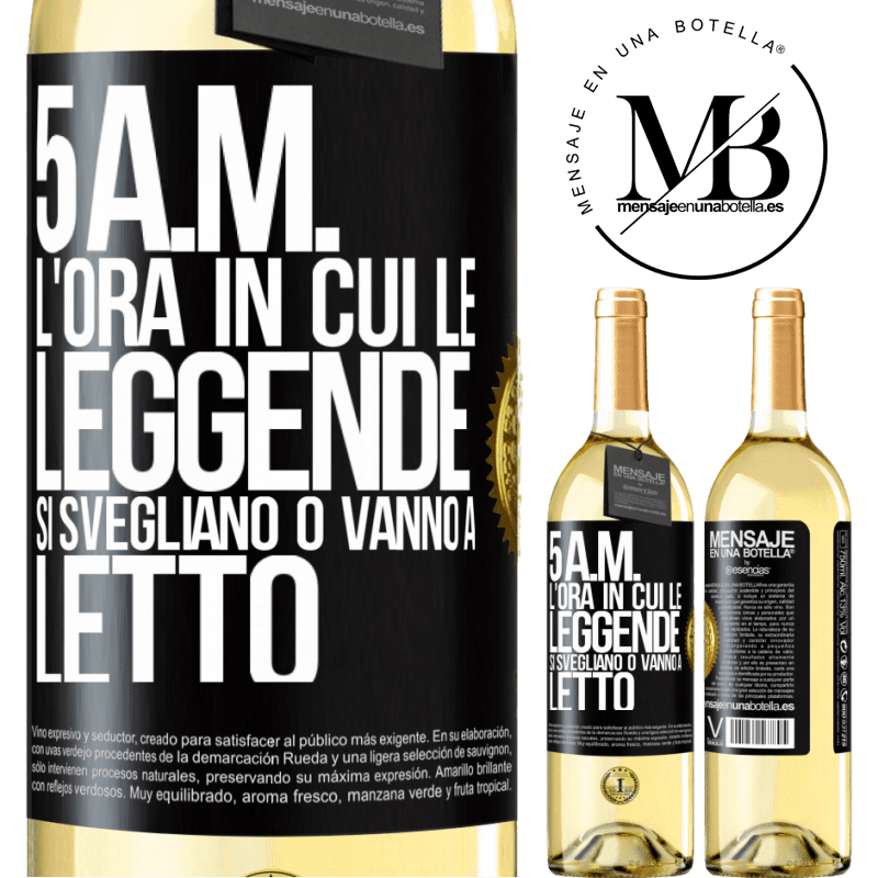 29,95 € Spedizione Gratuita | Vino bianco Edizione WHITE 5 A.M. L'ora in cui le leggende si svegliano o vanno a letto Etichetta Nera. Etichetta personalizzabile Vino giovane Raccogliere 2024 Verdejo