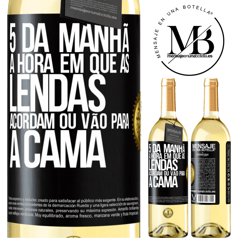 29,95 € Envio grátis | Vinho branco Edição WHITE 5 da manhã A hora em que as lendas acordam ou vão para a cama Etiqueta Preta. Etiqueta personalizável Vinho jovem Colheita 2024 Verdejo
