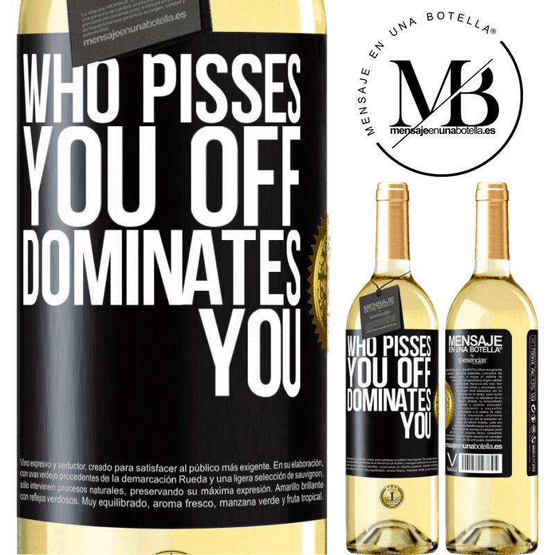 29,95 € Free Shipping | White Wine WHITE Edition Who pisses you off, dominates you Black Label. Customizable label Young wine Harvest 2022 Verdejo