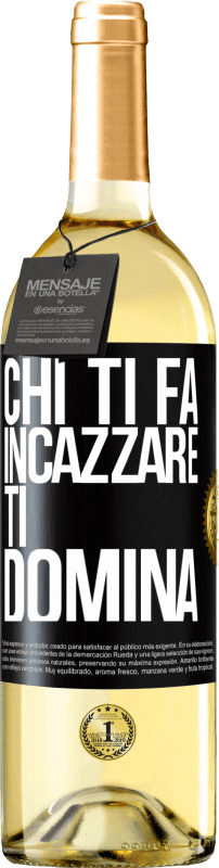 29,95 € | Vino bianco Edizione WHITE Chi ti fa incazzare, ti domina Etichetta Nera. Etichetta personalizzabile Vino giovane Raccogliere 2025 Verdejo