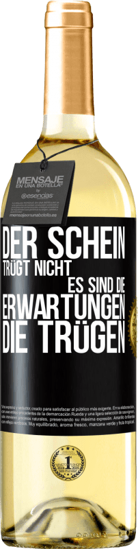 29,95 € | Weißwein WHITE Ausgabe Der Schein trügt nicht. Es sind die Erwartungen, die trügen. Schwarzes Etikett. Anpassbares Etikett Junger Wein Ernte 2025 Verdejo