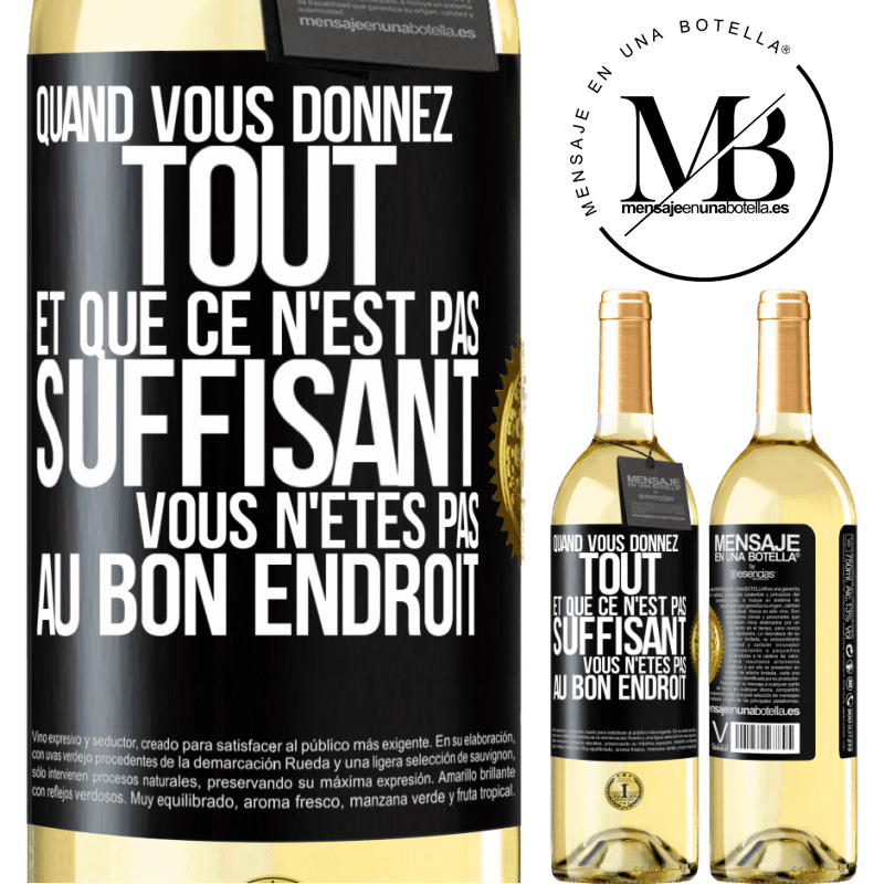 29,95 € Envoi gratuit | Vin blanc Édition WHITE Quand vous donnez tout et que ce n'est pas suffisant, vous n'êtes pas au bon endroit Étiquette Noire. Étiquette personnalisable Vin jeune Récolte 2023 Verdejo