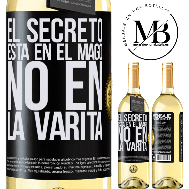 29,95 € Envío gratis | Vino Blanco Edición WHITE El secreto está en el mago, no en la varita Etiqueta Negra. Etiqueta personalizable Vino joven Cosecha 2023 Verdejo