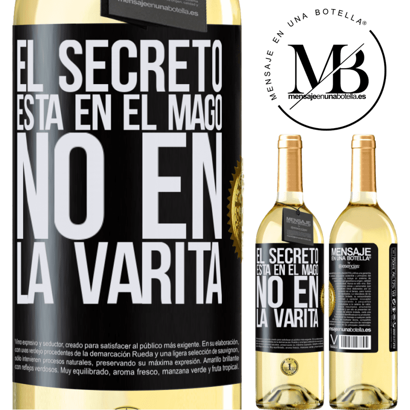 29,95 € Envío gratis | Vino Blanco Edición WHITE El secreto está en el mago, no en la varita Etiqueta Negra. Etiqueta personalizable Vino joven Cosecha 2024 Verdejo