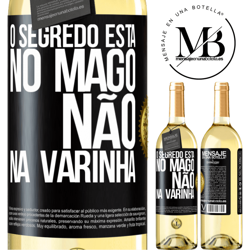 29,95 € Envio grátis | Vinho branco Edição WHITE O segredo está no mago, não na varinha Etiqueta Preta. Etiqueta personalizável Vinho jovem Colheita 2025 Verdejo