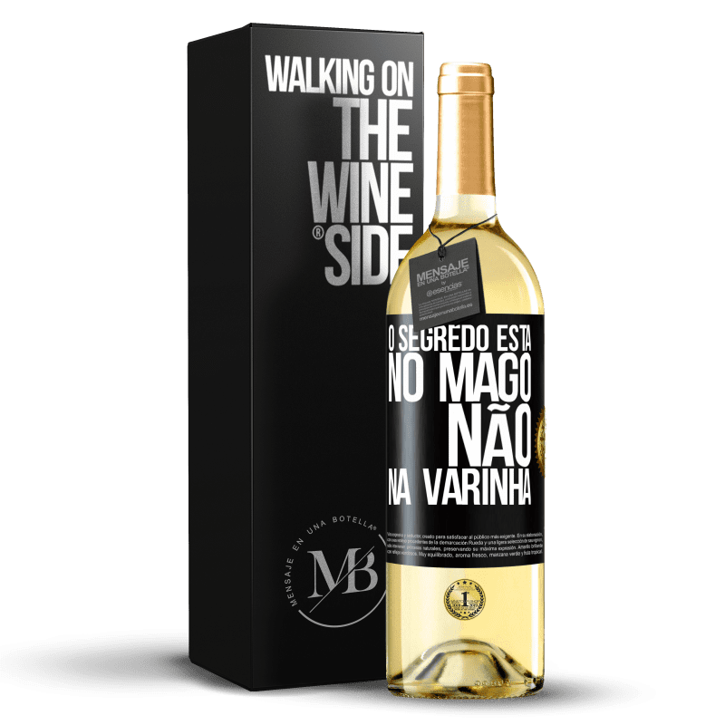 29,95 € Envio grátis | Vinho branco Edição WHITE O segredo está no mago, não na varinha Etiqueta Preta. Etiqueta personalizável Vinho jovem Colheita 2024 Verdejo