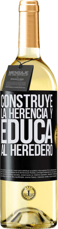 Envío gratis | Vino Blanco Edición WHITE Construye la herencia y educa al heredero Etiqueta Negra. Etiqueta personalizable Vino joven Cosecha 2023 Verdejo