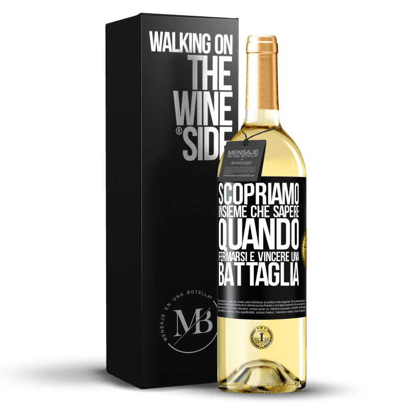 29,95 € Spedizione Gratuita | Vino bianco Edizione WHITE Scopriamo insieme che sapere quando fermarsi è vincere una battaglia Etichetta Nera. Etichetta personalizzabile Vino giovane Raccogliere 2024 Verdejo