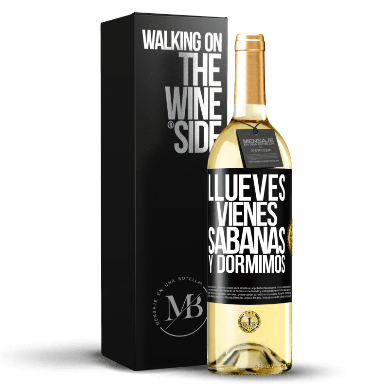 29,95 € 免费送货 | 白葡萄酒 WHITE版 Llueves, vienes, sábanas y dormimos 黑标. 可自定义的标签 青年酒 收成 2023 Verdejo