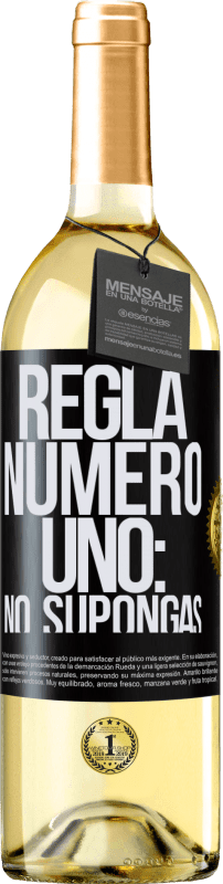 29,95 € | Vino Blanco Edición WHITE Regla número uno: no supongas Etiqueta Negra. Etiqueta personalizable Vino joven Cosecha 2025 Verdejo