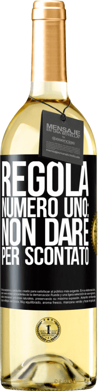 29,95 € | Vino bianco Edizione WHITE Regola numero uno: non dare per scontato Etichetta Nera. Etichetta personalizzabile Vino giovane Raccogliere 2023 Verdejo
