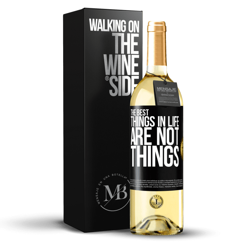 29,95 € Бесплатная доставка | Белое вино Издание WHITE Лучшие вещи в жизни не вещи Черная метка. Настраиваемая этикетка Молодое вино Урожай 2023 Verdejo