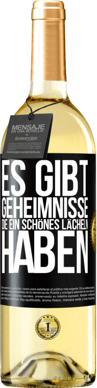 29,95 € Kostenloser Versand | Weißwein WHITE Ausgabe Es gibt Geheimnisse, die ein schönes Lächeln haben Schwarzes Etikett. Anpassbares Etikett Junger Wein Ernte 2025 Verdejo