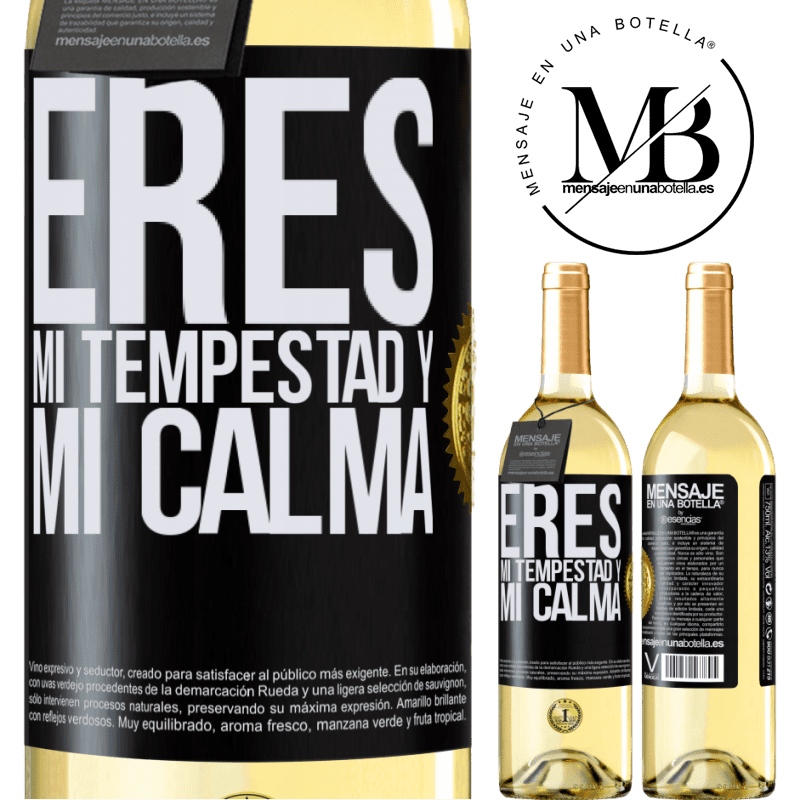 29,95 € Envío gratis | Vino Blanco Edición WHITE Eres mi tempestad y mi calma Etiqueta Negra. Etiqueta personalizable Vino joven Cosecha 2023 Verdejo