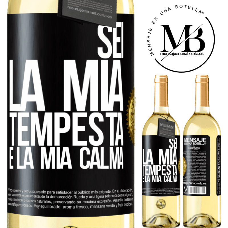 29,95 € Spedizione Gratuita | Vino bianco Edizione WHITE Sei la mia tempesta e la mia calma Etichetta Nera. Etichetta personalizzabile Vino giovane Raccogliere 2023 Verdejo