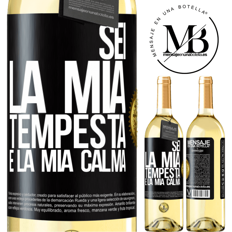 29,95 € Spedizione Gratuita | Vino bianco Edizione WHITE Sei la mia tempesta e la mia calma Etichetta Nera. Etichetta personalizzabile Vino giovane Raccogliere 2025 Verdejo