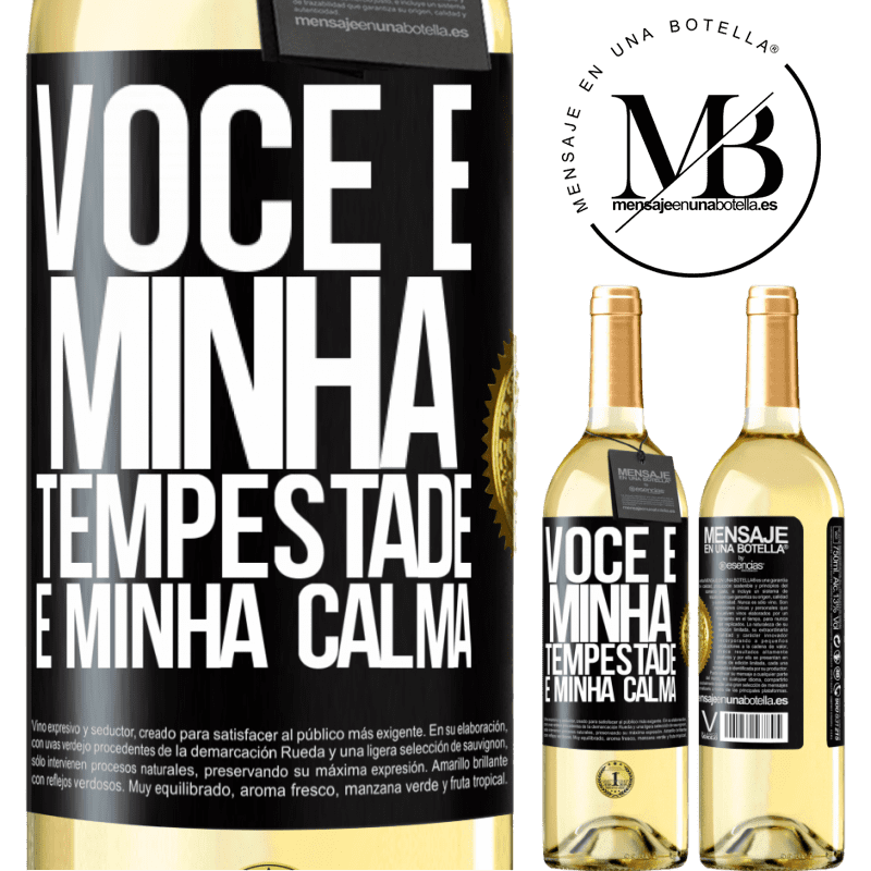 29,95 € Envio grátis | Vinho branco Edição WHITE Você é minha tempestade e minha calma Etiqueta Preta. Etiqueta personalizável Vinho jovem Colheita 2023 Verdejo