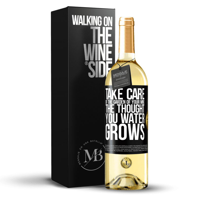 29,95 € Free Shipping | White Wine WHITE Edition Take care of the garden of your mind. The thought you water grows Black Label. Customizable label Young wine Harvest 2024 Verdejo
