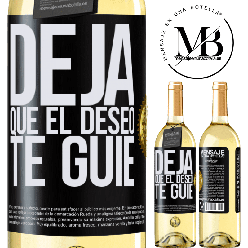 29,95 € Envío gratis | Vino Blanco Edición WHITE Deja que el deseo te guíe Etiqueta Negra. Etiqueta personalizable Vino joven Cosecha 2024 Verdejo
