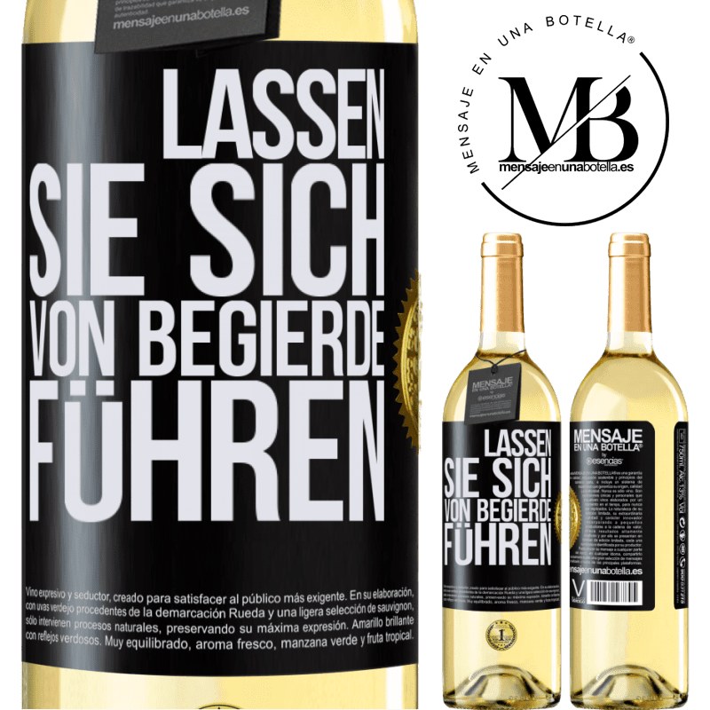 29,95 € Kostenloser Versand | Weißwein WHITE Ausgabe Lass dich von der Begierde leiten Schwarzes Etikett. Anpassbares Etikett Junger Wein Ernte 2024 Verdejo
