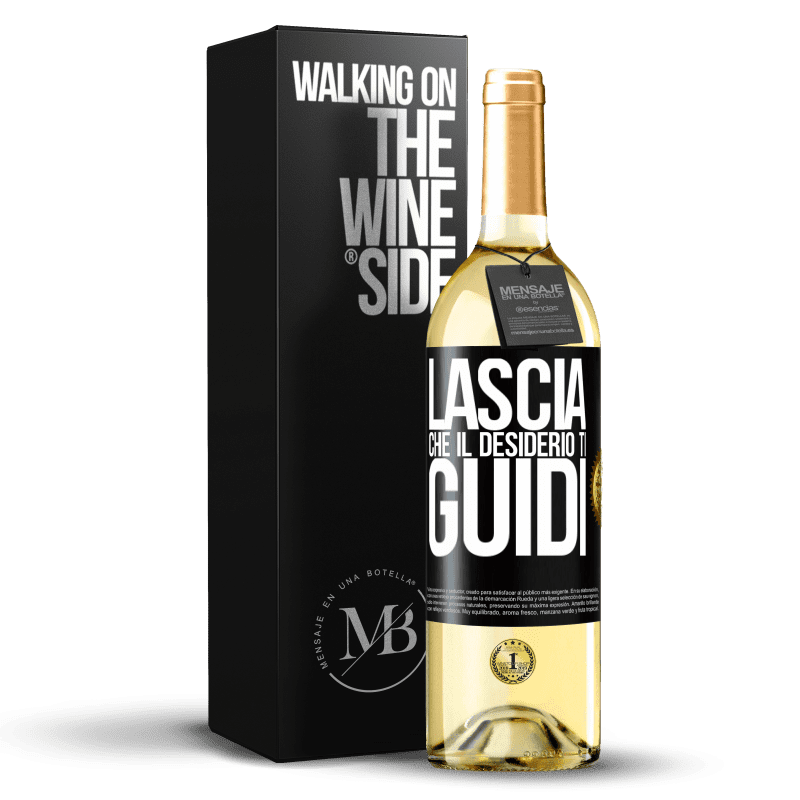 29,95 € Spedizione Gratuita | Vino bianco Edizione WHITE Lascia che il desiderio ti guidi Etichetta Nera. Etichetta personalizzabile Vino giovane Raccogliere 2024 Verdejo