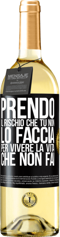29,95 € Spedizione Gratuita | Vino bianco Edizione WHITE Prendo il rischio che tu non lo faccia, per vivere la vita che non fai Etichetta Nera. Etichetta personalizzabile Vino giovane Raccogliere 2025 Verdejo