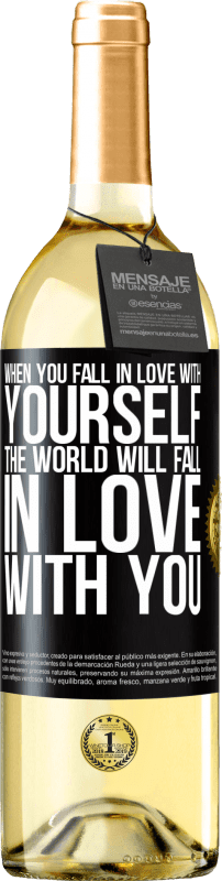 29,95 € | 白ワイン WHITEエディション あなたが自分に恋をすると、世界はあなたに恋に落ちます ブラックラベル. カスタマイズ可能なラベル 若いワイン 収穫 2023 Verdejo