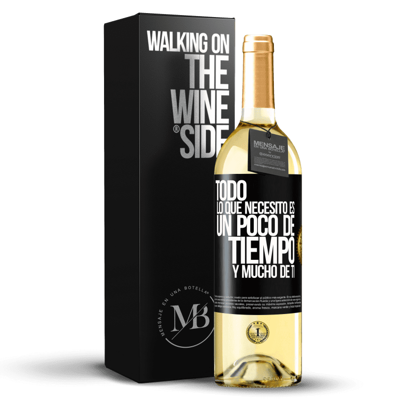 29,95 € Envoi gratuit | Vin blanc Édition WHITE Tout ce dont j'ai besoin, c'est d'un peu de temps et beaucoup d'entre vous Étiquette Noire. Étiquette personnalisable Vin jeune Récolte 2022 Verdejo