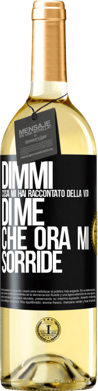 Spedizione Gratuita | Vino bianco Edizione WHITE Dimmi cosa mi hai raccontato della vita di me che ora mi sorride Etichetta Nera. Etichetta personalizzabile Vino giovane Raccogliere 2023 Verdejo