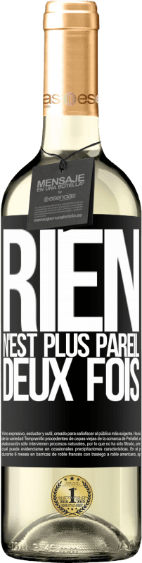 Envoi gratuit | Vin blanc Édition WHITE Rien n'est plus pareil deux fois Étiquette Noire. Étiquette personnalisable Vin jeune Récolte 2023 Verdejo