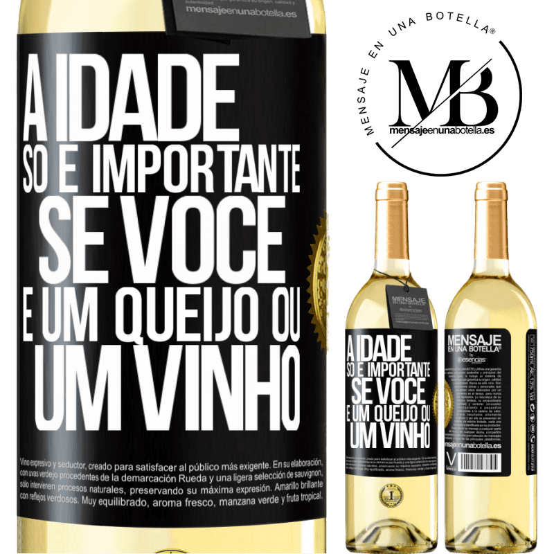 29,95 € Envio grátis | Vinho branco Edição WHITE A idade só é importante se você é um queijo ou um vinho Etiqueta Preta. Etiqueta personalizável Vinho jovem Colheita 2023 Verdejo