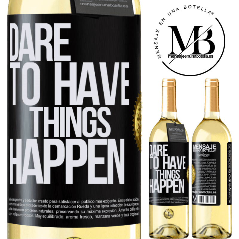 29,95 € Envoi gratuit | Vin blanc Édition WHITE Dare to have things happen Étiquette Noire. Étiquette personnalisable Vin jeune Récolte 2022 Verdejo