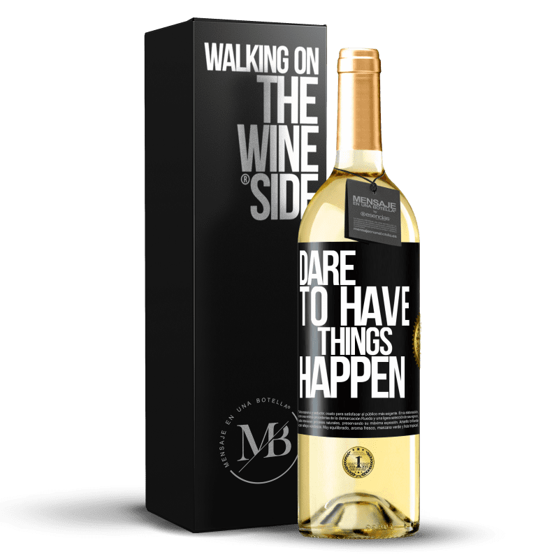 29,95 € Spedizione Gratuita | Vino bianco Edizione WHITE Dare to have things happen Etichetta Nera. Etichetta personalizzabile Vino giovane Raccogliere 2024 Verdejo