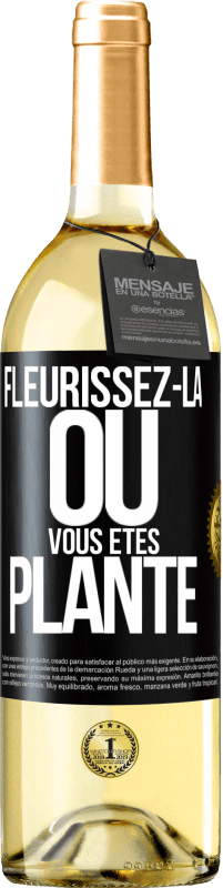 Envoi gratuit | Vin blanc Édition WHITE Fleurissez- là où vous êtes planté Étiquette Noire. Étiquette personnalisable Vin jeune Récolte 2023 Verdejo