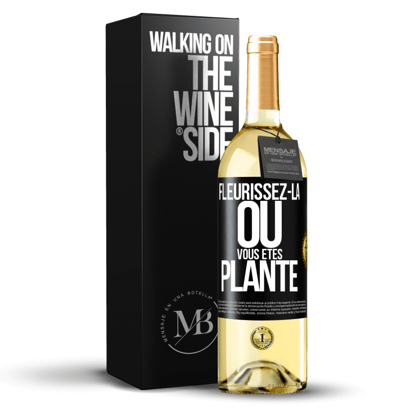 29,95 € Envoi gratuit | Vin blanc Édition WHITE Fleurissez- là où vous êtes planté Étiquette Noire. Étiquette personnalisable Vin jeune Récolte 2023 Verdejo