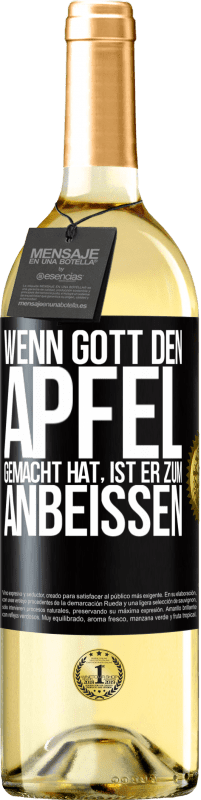 29,95 € Kostenloser Versand | Weißwein WHITE Ausgabe Wenn Gott den Apfel gemacht hat, ist er zum Anbeißen Schwarzes Etikett. Anpassbares Etikett Junger Wein Ernte 2024 Verdejo