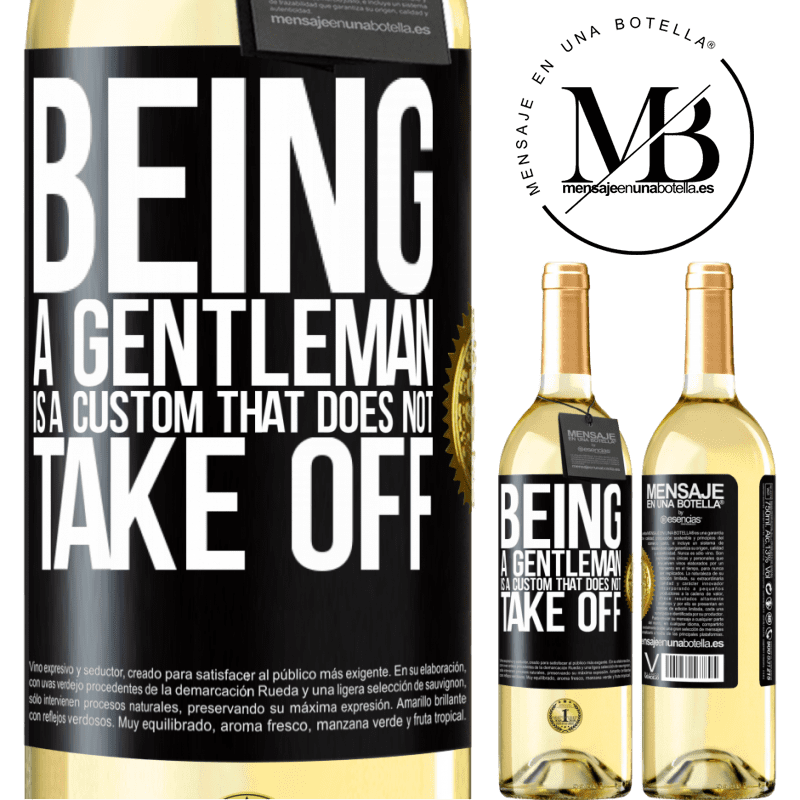 29,95 € Free Shipping | White Wine WHITE Edition Being a gentleman is a custom that does not take off Black Label. Customizable label Young wine Harvest 2022 Verdejo