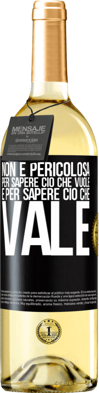 29,95 € Spedizione Gratuita | Vino bianco Edizione WHITE Non è pericolosa per sapere ciò che vuole, è per sapere ciò che vale Etichetta Nera. Etichetta personalizzabile Vino giovane Raccogliere 2024 Verdejo