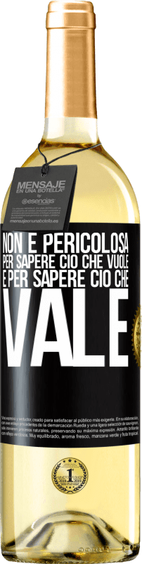 29,95 € Spedizione Gratuita | Vino bianco Edizione WHITE Non è pericolosa per sapere ciò che vuole, è per sapere ciò che vale Etichetta Nera. Etichetta personalizzabile Vino giovane Raccogliere 2025 Verdejo