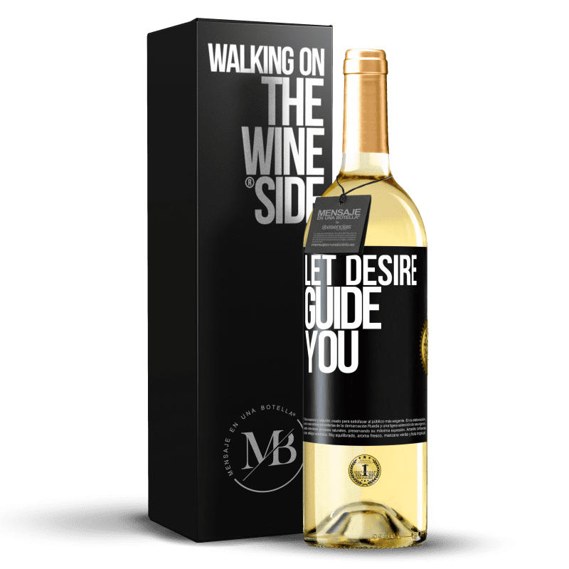 29,95 € Бесплатная доставка | Белое вино Издание WHITE Пусть желание направляет вас Черная метка. Настраиваемая этикетка Молодое вино Урожай 2023 Verdejo