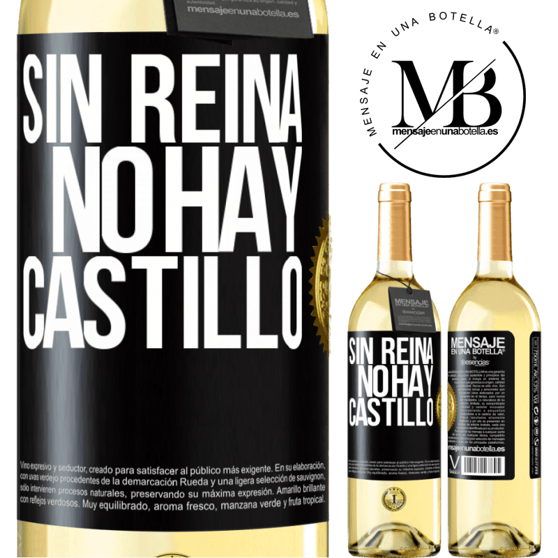 29,95 € Envío gratis | Vino Blanco Edición WHITE Sin reina, no hay castillo Etiqueta Negra. Etiqueta personalizable Vino joven Cosecha 2024 Verdejo