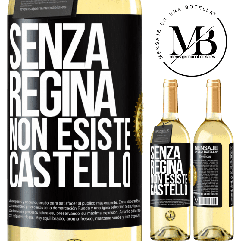 29,95 € Spedizione Gratuita | Vino bianco Edizione WHITE Senza regina, non esiste castello Etichetta Nera. Etichetta personalizzabile Vino giovane Raccogliere 2024 Verdejo