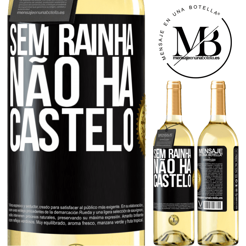 29,95 € Envio grátis | Vinho branco Edição WHITE Sem rainha, não há castelo Etiqueta Preta. Etiqueta personalizável Vinho jovem Colheita 2024 Verdejo